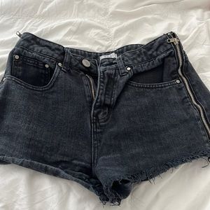 Black tobi jean shorts with zipper down side